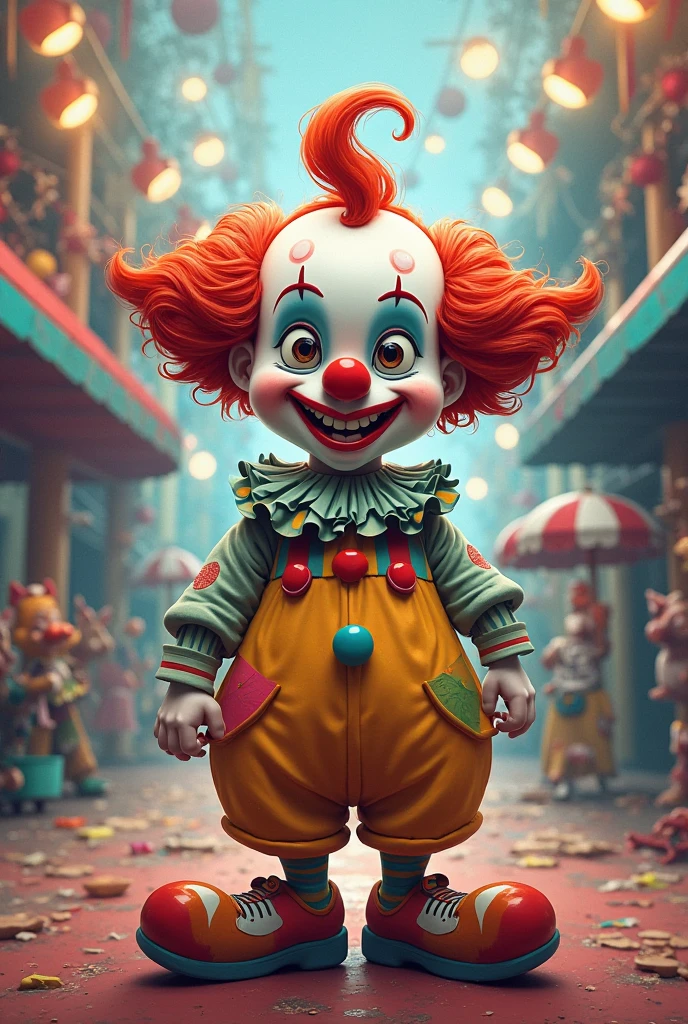 Clown with fluffy bacon hair


