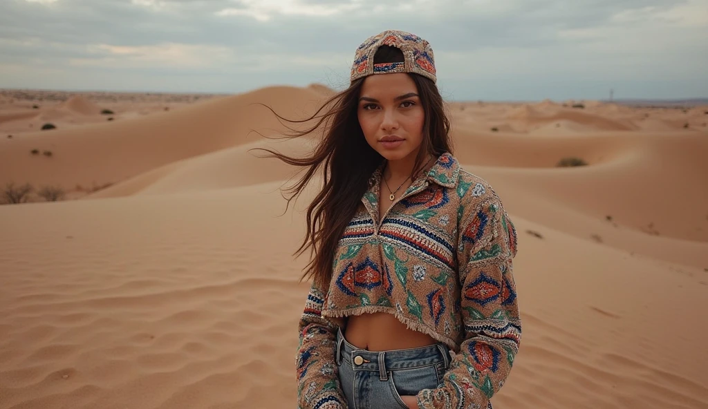 create Mariana Davalos in Full body photography of the most beautiful artwork in the world, a beautiful woman in intricate costume burning in the desert, rainbow colors, ArtStation, CGSociety, complex, high detail, clear focus, dramatic, realistic pictorial art trends Greg Rutkovsky