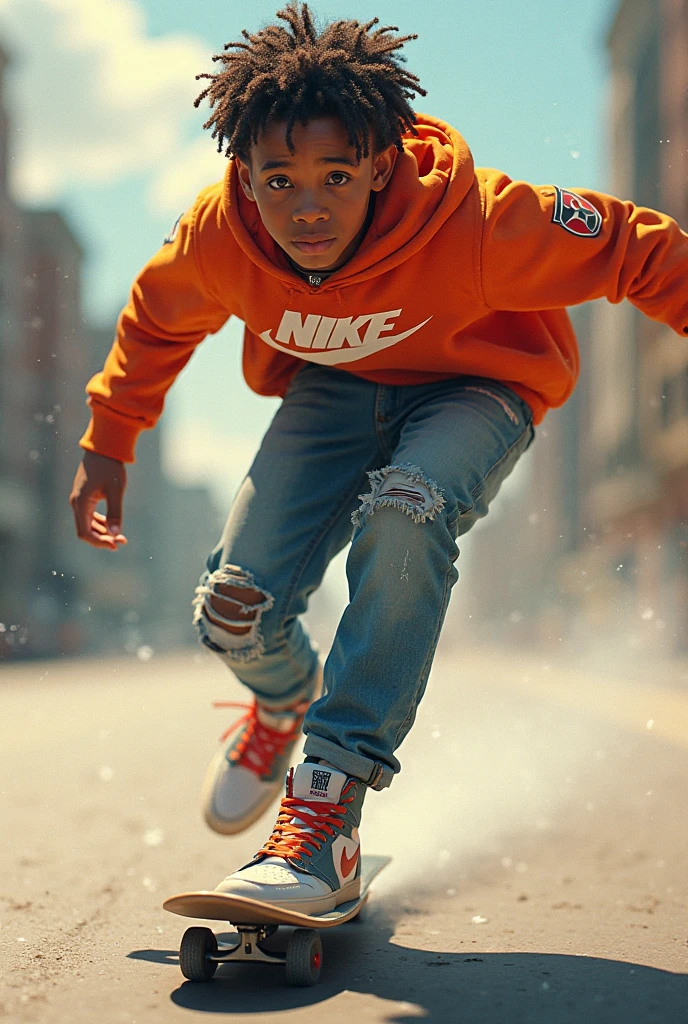 (masterpiece),(best quality),(ultra-detailed), (full body:1.2), a young boy ,chibi,cute, smile, open mouth, a man in a red hoodie and black pants is dancing, frantic dancing pose, in an action pose, dynamic dancing pose, handsome hip hop young black man, he is dancing, classic dancer striking a pose, dynamic moving pose, jumping towards viewer, leaping towards viewer, playful pose of a dancer, an artistic pose, man standing in defensive pose, dynamic action shot (beautiful detailed face), (beautiful detailed eyes),