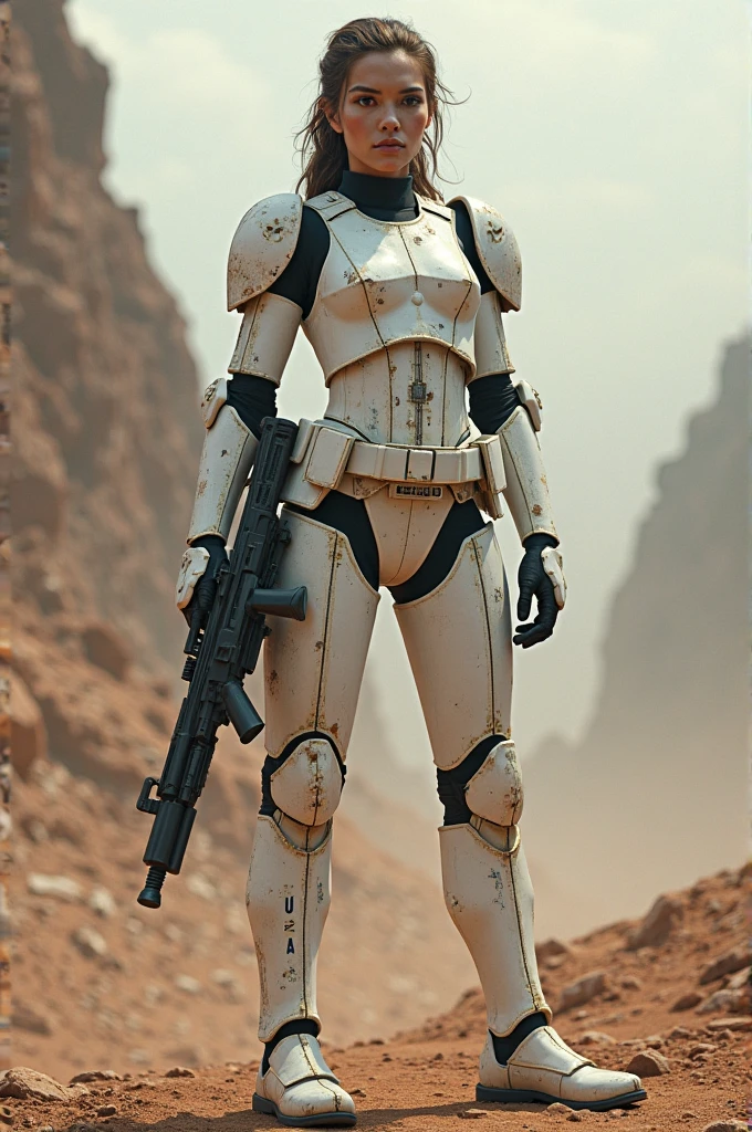 (Fehgalvao dressed as a stormtrooper ), action scene, standing in a desert landscape, immersive background, volumetric sand, global illumination, intense lighting, (weathered armor), (battle-scarred), dramatic lighting, (gritty:1. 5), (hyper-realistic:1. 4), (4k, digital art, masterpiece), High detail digital painting, realistic, (top quality), (dynamic shadows), (best concept art), ultra high resolution, highly detailed digital artwork, physically-based rendering, realistic yet stylized, muted colors, f2. 0 lens, gritty palette, unexpected twist.