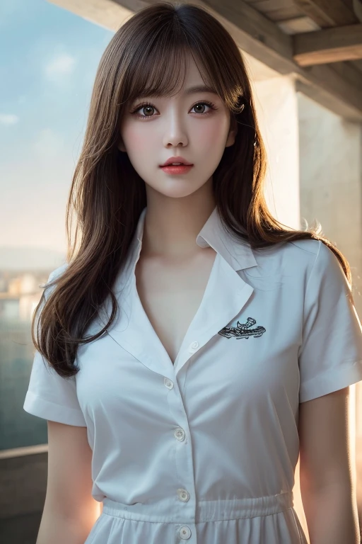 (masterpiece、Highest quality、4k wallpaper)、(night、June scenery、High resolution)、驚くほど美しいwoman、(long、Wavy brown hair)、(Medium Breasted、blue eyes)、White shirt、(hot pants、Neon red heart necklace included)、Look directly at your audience、(Colorful Hydrangea、Surroundings)、Intimate mood、evening、(Dynamic Lighting、High Quality Shadows)、(1人のwoman、woman:1)、(woman、Captivating appearance)、Backlight、Plummeted neckline、