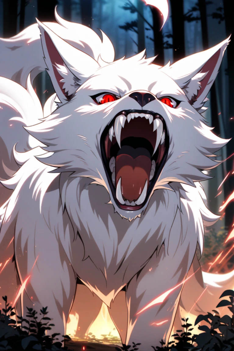 Scary werewolves,glowing light eyes,angry look,looks into camera,terroral