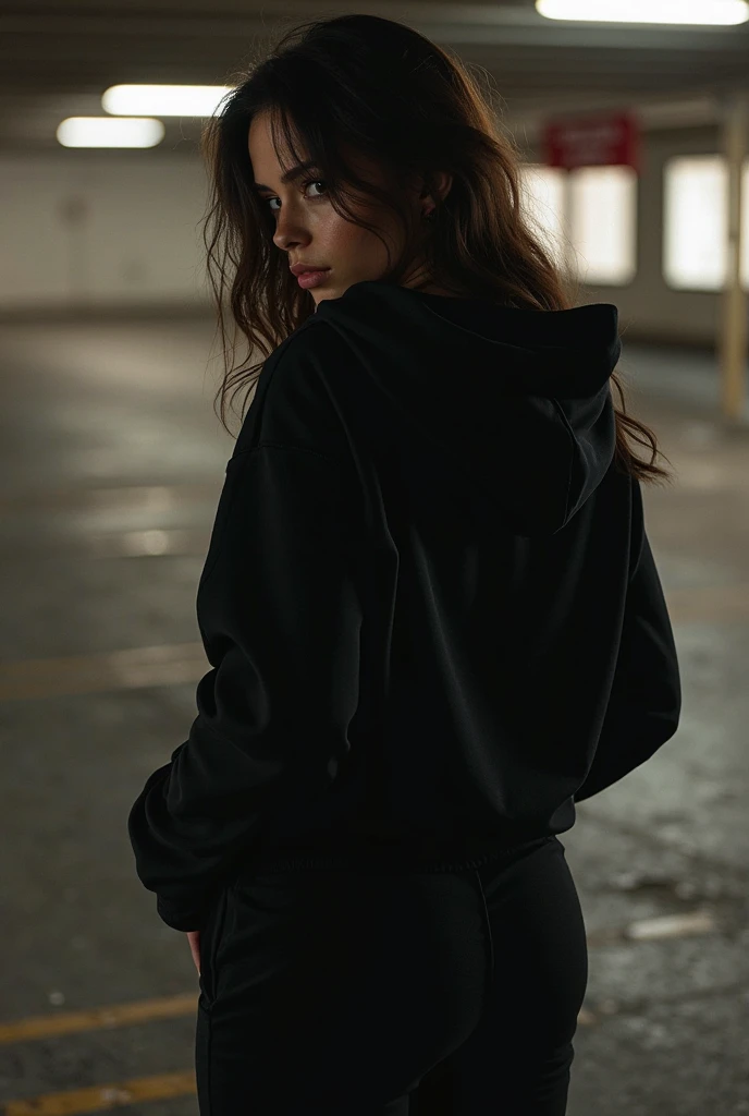 Panties, fish nets, hoodie hot goth girl