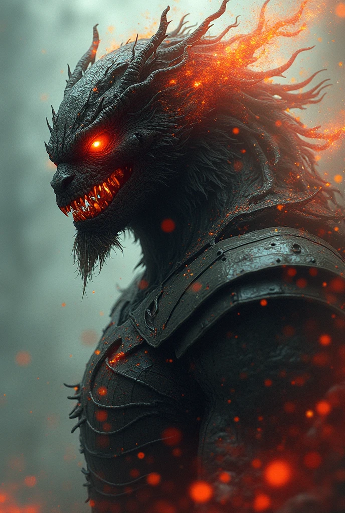 (Bloody Snapshot: 1.1), Epic Realism, Full Body Scene Logan as Werewolf in black armor reflecting firelight, dragon scale inspired armor behind red smoke scene, electric lighting soft photo, Adobe Lightroom, photo lab, HDR, complex, Very detailed, (Depth of field: 1.4), super detailed (Artstation: 1, 4), Cinematic, warm light , Impressive lighting (intricate details: 1.1)