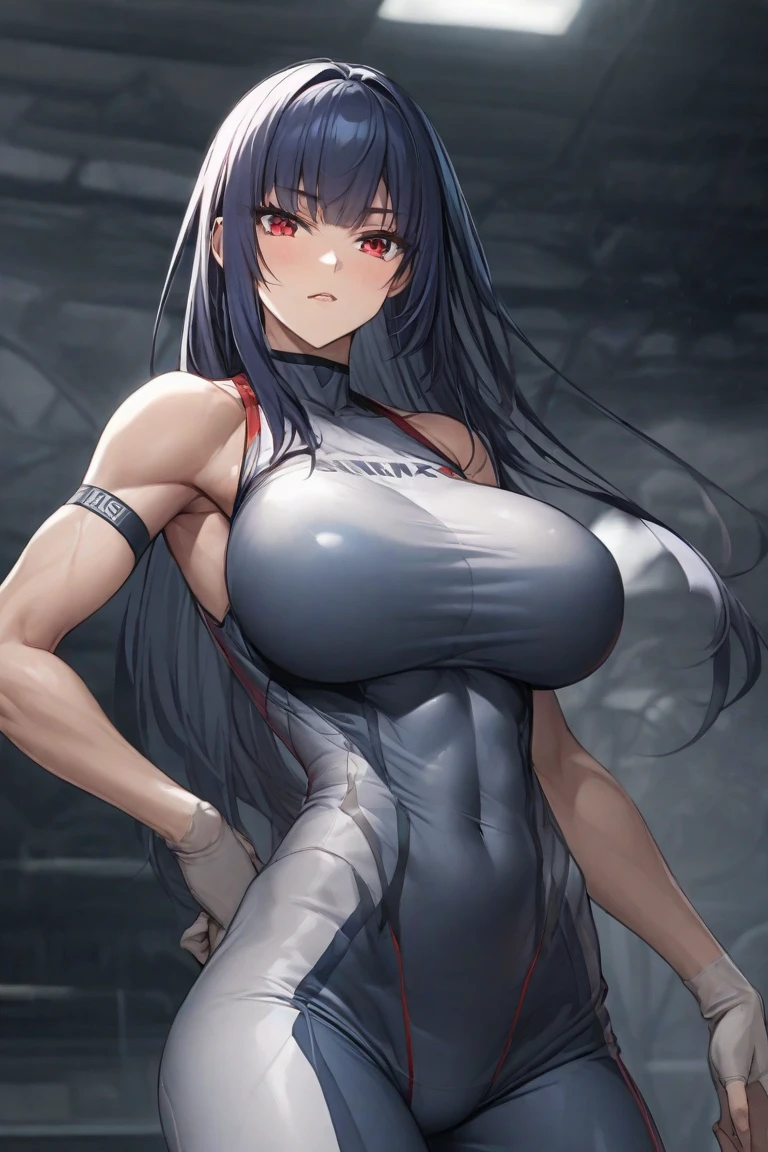 Dark skin, prisoner, ((super muscle girl)), body builder