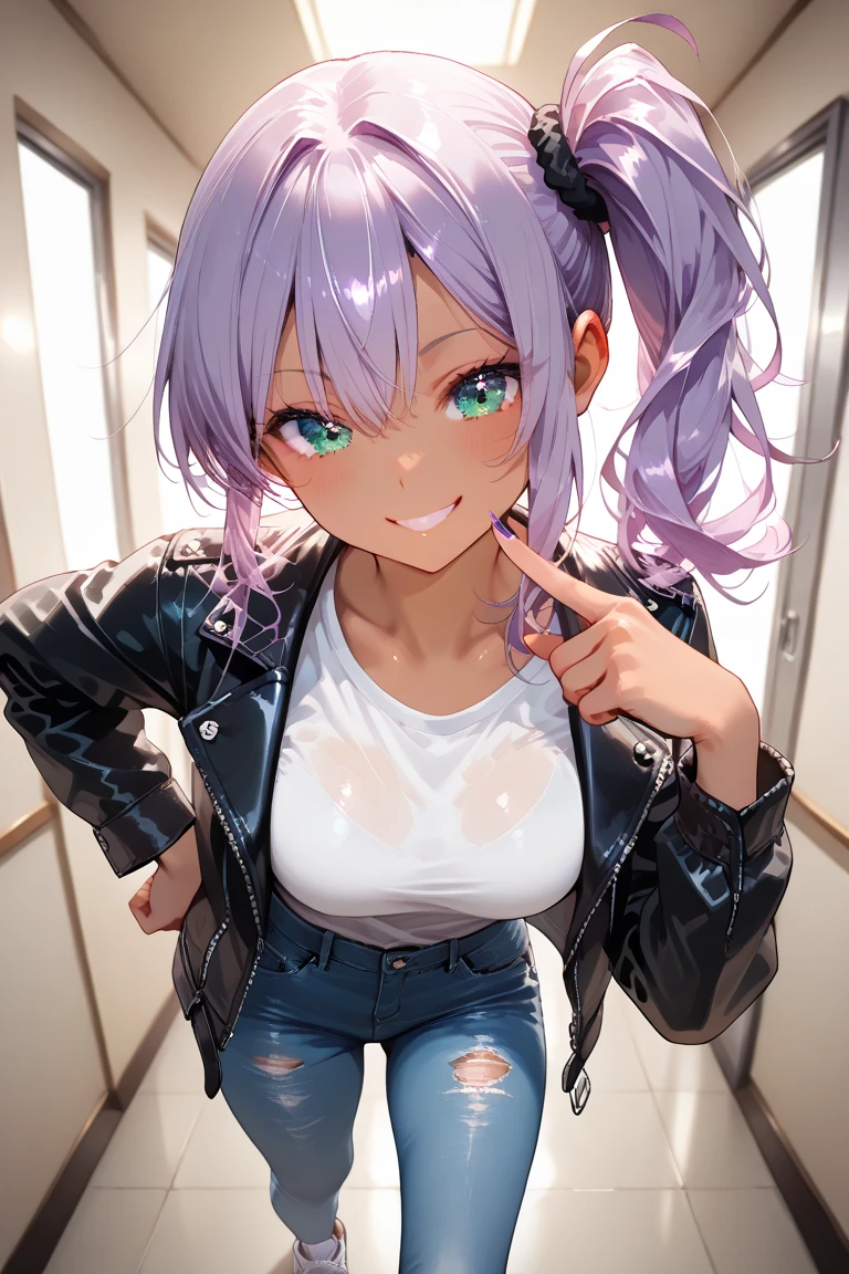 (((solo))),(((virgin destroyer sweater, choker, ecchi))), ((shy smile)), dynamic angle, in house,