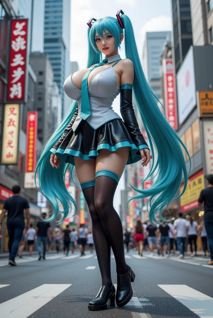 Crouching, spread legs, 1girl, front, gigantic breasts, miku, hatsune miku, twin-tail, sharp focus, pixiv masterpiece, ((intricate details)), highly detailed eyes, 1girl, long hair, vanusbody ,looking at viewer 8k, uhd, unreal engine render, huge breasts, sagging breasts , juicy thick thighs, shiny skin, smooth skin, thin waist, soft muscled, racing miku, racing girl, racing stadium