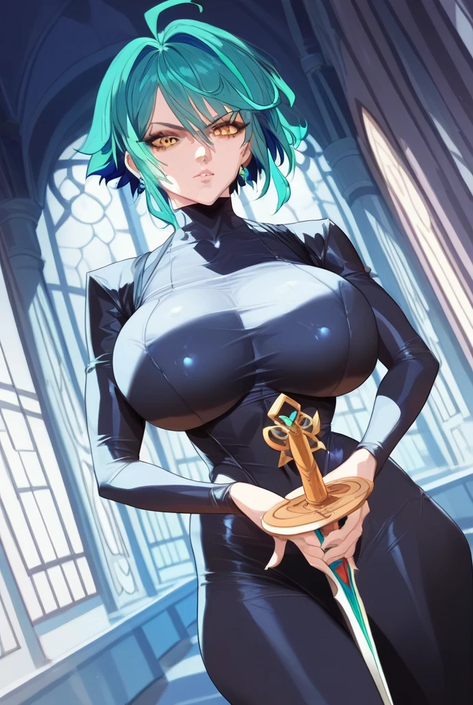((masterpiece, best quality:1.4)), illustration, 8k, hd, cowboy shot, anime style, detail face, detail eyes, necromancer girl, tomb, black robe, black royal dress, (massive boobs), massive ass, short white hair, green eyes, mature, (angry), ((green glowing eyes)), (royal bone crown with jewels, bone shoulder armour, jewels), (holding skeleton staff, skeleton stuff with green crystal), skeleton armour