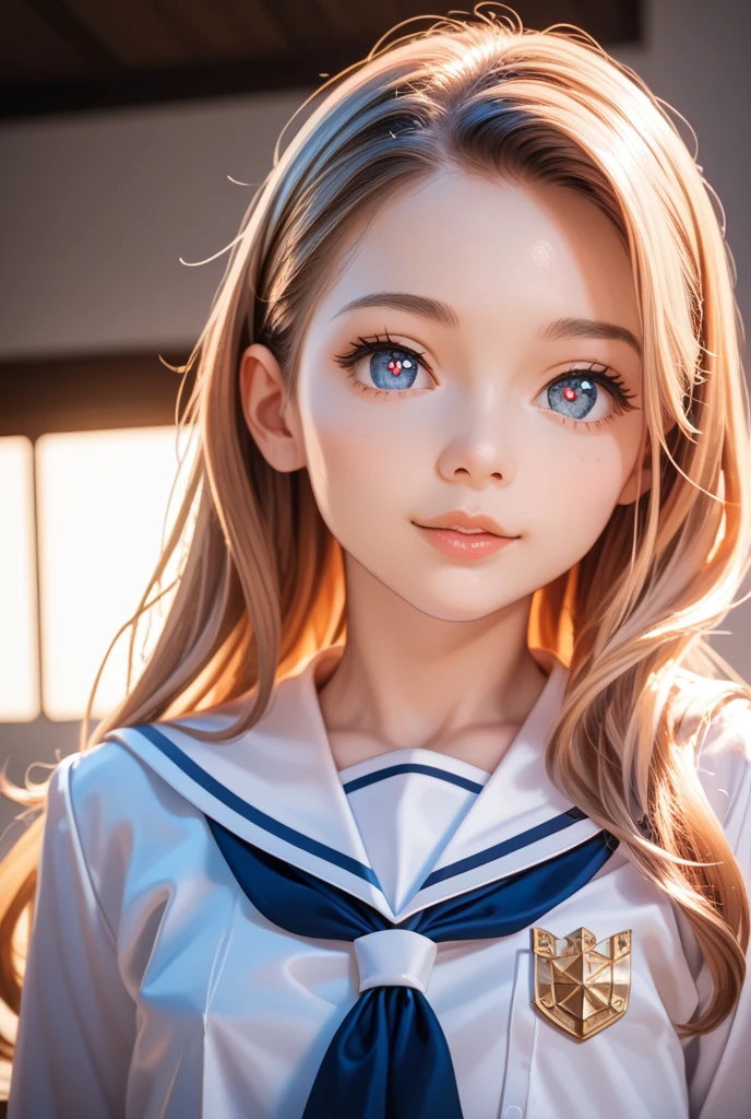 1girll, 独奏, White polo shirt, White sneakers, tennis wear, white mini-skirt, tmasterpiece, Best quality at best, realisticlying, ultra - detailed, (shiny skins, perspired:1.4), absurderes, looking at viewert, Blue long hair, with brown eye,slenderness,Dynamic light and shadow,A high resolution,Sharp focus,depth of fields,The eyes are delicate,Sharp pupils,pupil realistic,(smallunderboob:1.6),(Thigh thick:1.0),exteriors,Skysky