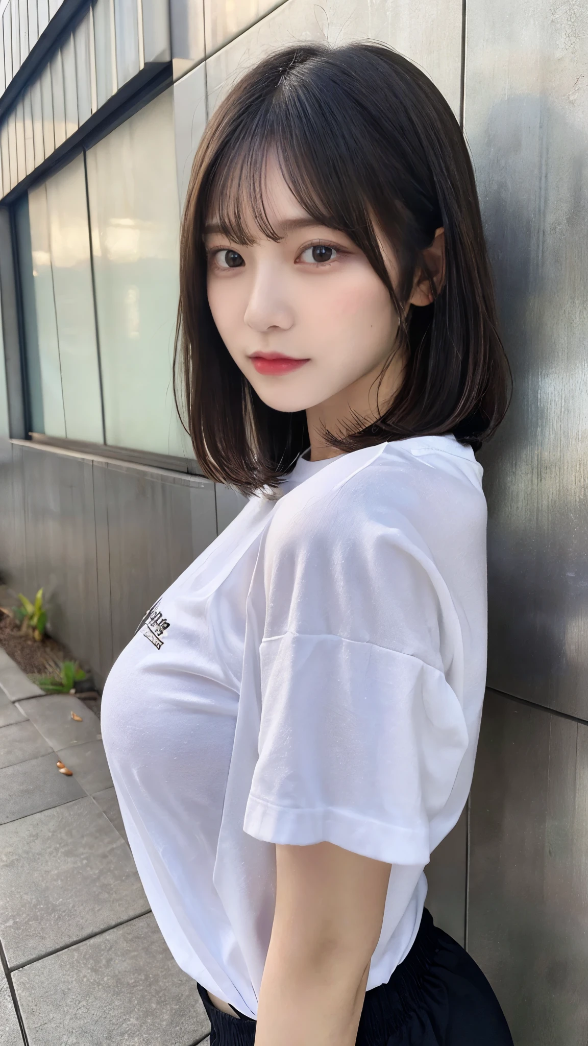 huge tit,nose hook,office desk,laptop,rays of sunshine,white shirt,perfect bodies