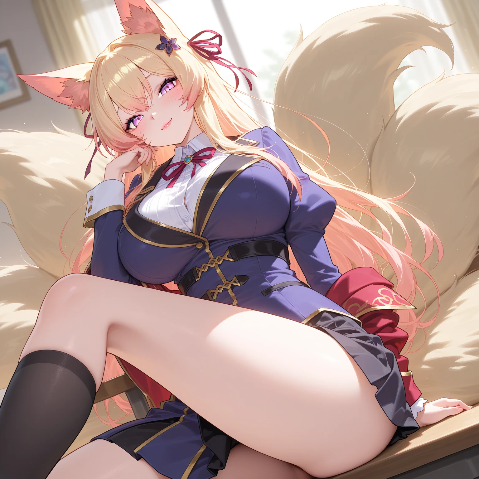 Anime Kawaii sexy Perfect Slim sensual body large breast and huge thighs, An intricate and highly detailed illustration of anime (Young girl). (work of art: 1.5), (best qualityer: 1.5), (face perfect), 1womanl, fox ears, fox tail, secretary, mature woman, Large belly, fat body, voluptuous body, Fitted pencil skirt
, ,