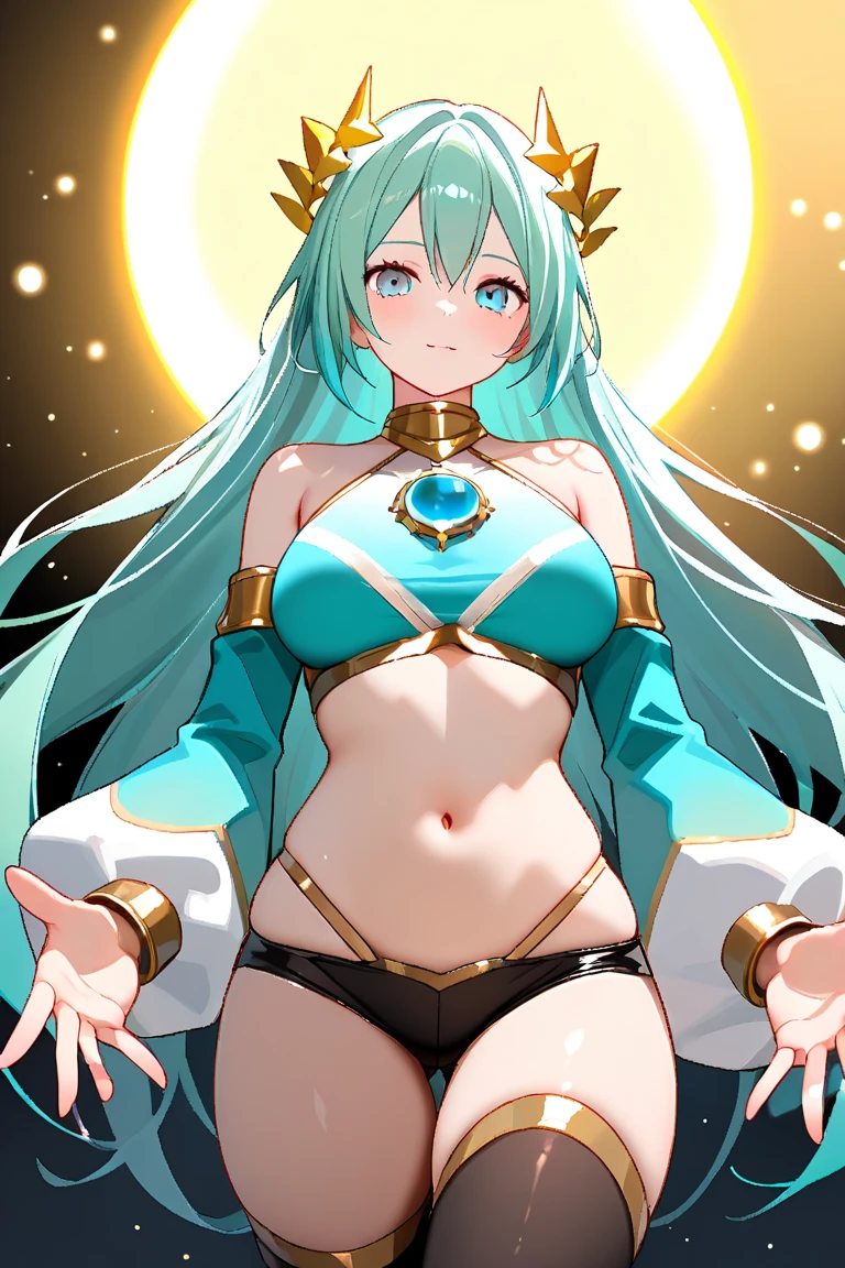 Anime Kawaii sexy Perfect Slim sensual body large breast and huge thighs, An intricate and highly detailed illustration of anime (Young girl). (work of art, Maximum quality, best qualityer), brown skinned anime girl wearing a v-neck sleeveless shirt and pants, starving from hunger, (descansando suavemente as hands on belly), (perspiring), (long hair), (hands on belly)