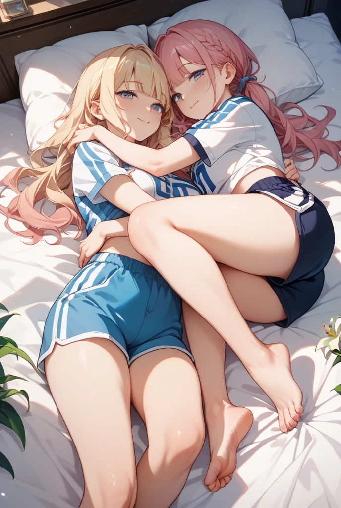 ((2girls:1.3)), ((tracksuit:1.3)), ((boombox:1.3)), ((blush:1.3)), ((yuri:1.3)), ((stretching together:1.3)), (((moe style:1.3)), ((perfect face)), ((extremely cute:1.3)), ((masterpiece:1.3)), ((8k)), ((best quality:1.3)), ((beautiful)), ((extremely detailed:1.3)) , ((absurdres)), AddXL, ((score_9:1.3)), ((score_8_up:1.3)), ((score_7_up:1.3)), Expressiveh