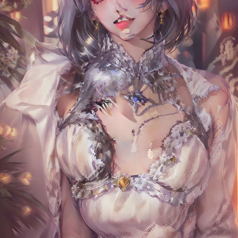 strikingly beautiful young woman named Laila, long dark hair cascading down her back, deep brown captivating expressive eyes, soft white skin, slender figure, loosely fitting short sleeveless white dress with daring cleavage cut, revealing legs stopping at thighs, graceful pose, highly detailed portrait, lighting, masterpiece, 4k resolution