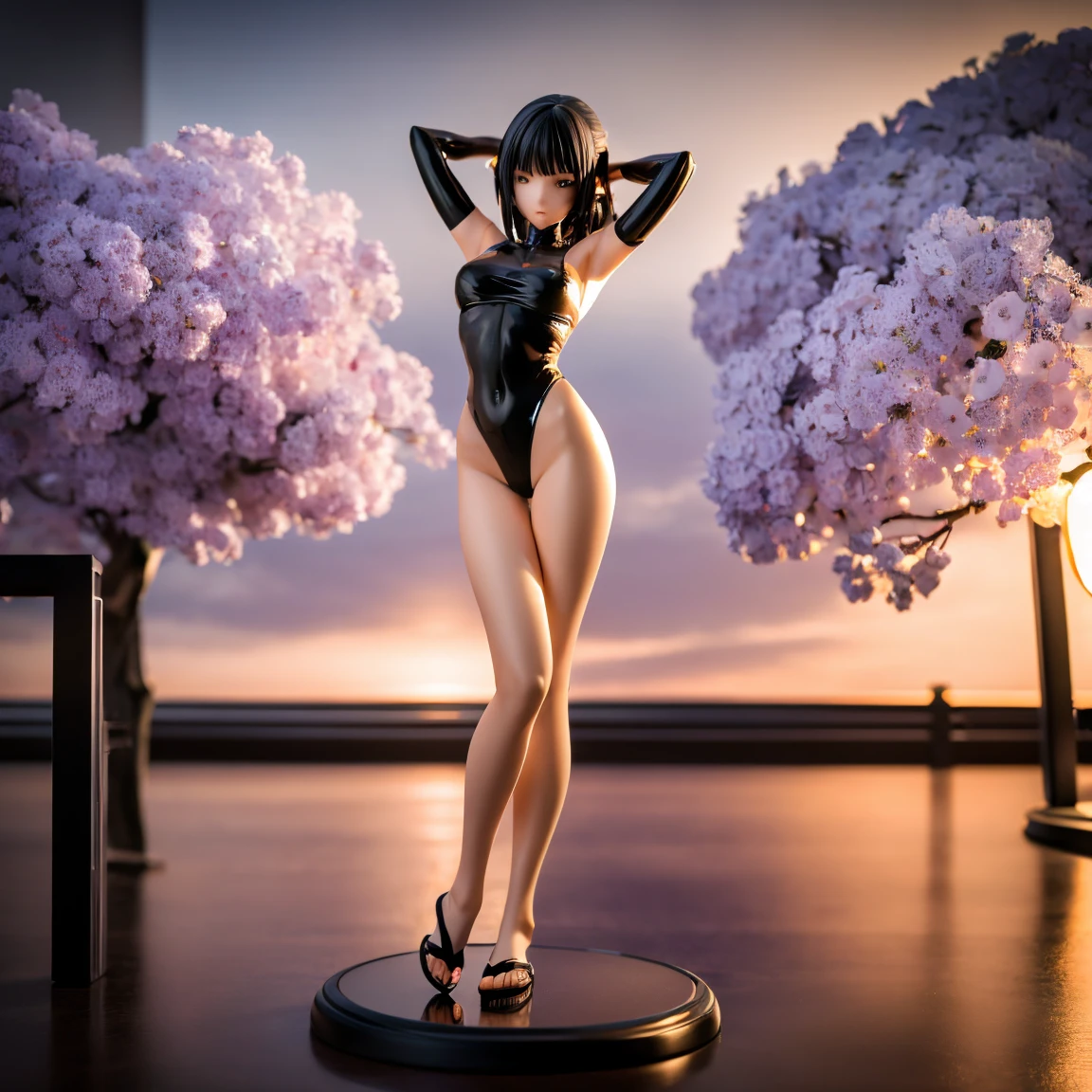 Anime girl with dark bluish hair in latex shorts and pink latex corset, 16 anos, Corpo bonito, peito grandes, with hands on waist, hands in her hair, garota sexy, cabelo azulado, side locks of hair with pink bow, locks of hair with a bow on the side of the face, beautiful lighting, sombras suaves, olhos castanhos, pernas bonitas tonificadas, cabelo curto, estilo anime, hand on the waist, hand in hair, character Akane Tendo, Autor Rumiko Takahashi, Baseado em uma obra de Rumiko Takahashi, Anime Ranma 1 / 2, decote sexy, quadris robustos, Corpo todo, Corpo todo, Grande busto, nice young woman with beautiful body, sandals nos pés, de 16 anos, wears latex shorts and latex corset, anime, estilo anime, lindos pés em sandals, ao ar livre, peito grande, Seios lindos, cabelo preto, sandals nos pés, lindas pernas, sexy, lindas pernas, sandals, peito grandes, Corpo todo, Corpo todo, pés com sandals, Grande busto