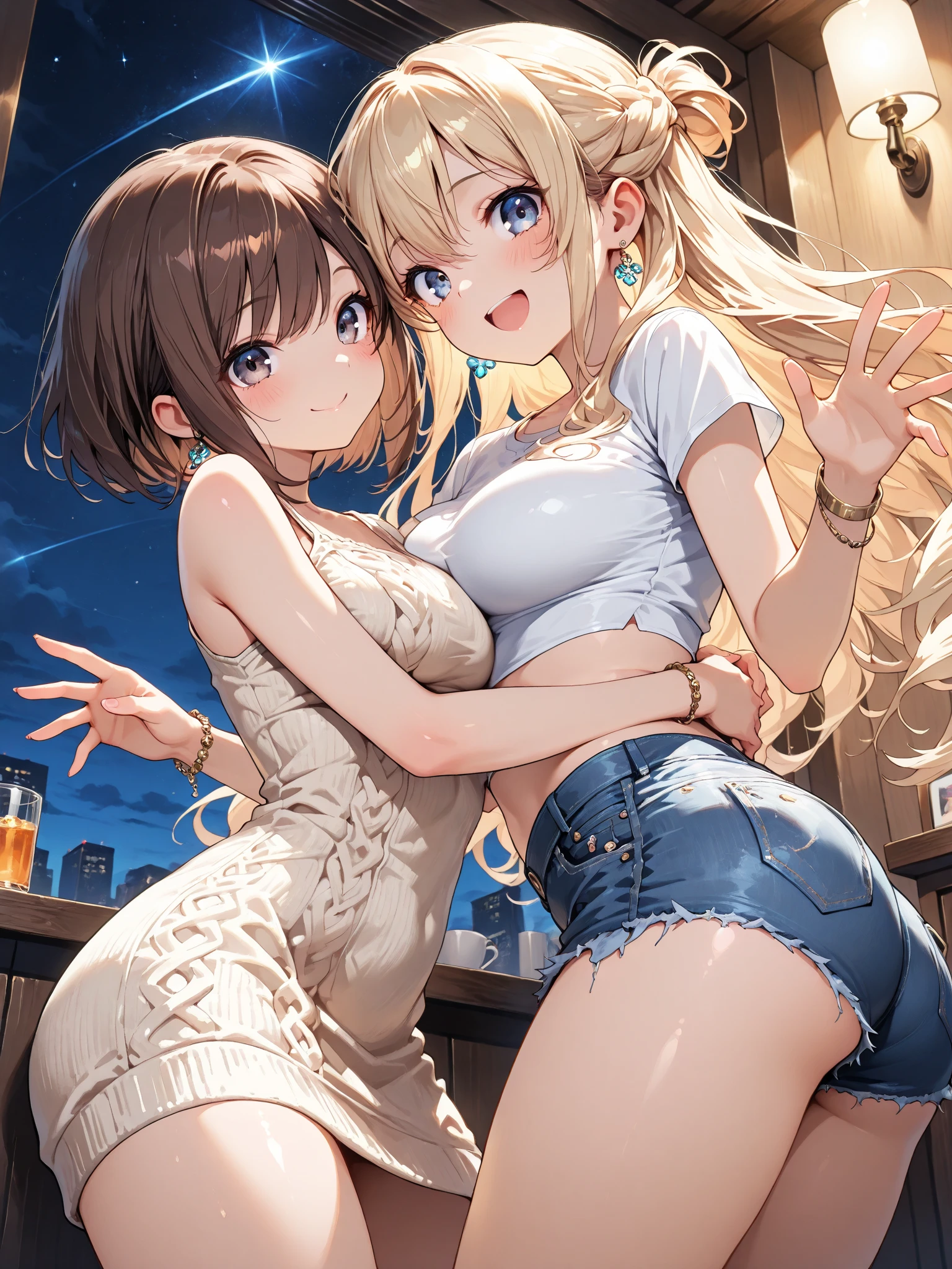 ,(One girl:1.5),KazamaIroha,hair ornaments、hair band、Bleaching、Haori、belly button、Black gloves、Pleated skirt、Green skirt、White knee socks、Cleavage,(Perfect hands),(Perfect Anatomy),(masterpiece),(highest quality),Embarrassed,blush,Leg spread,Japan house at night,(One man:1.5),(Sex:1.5)