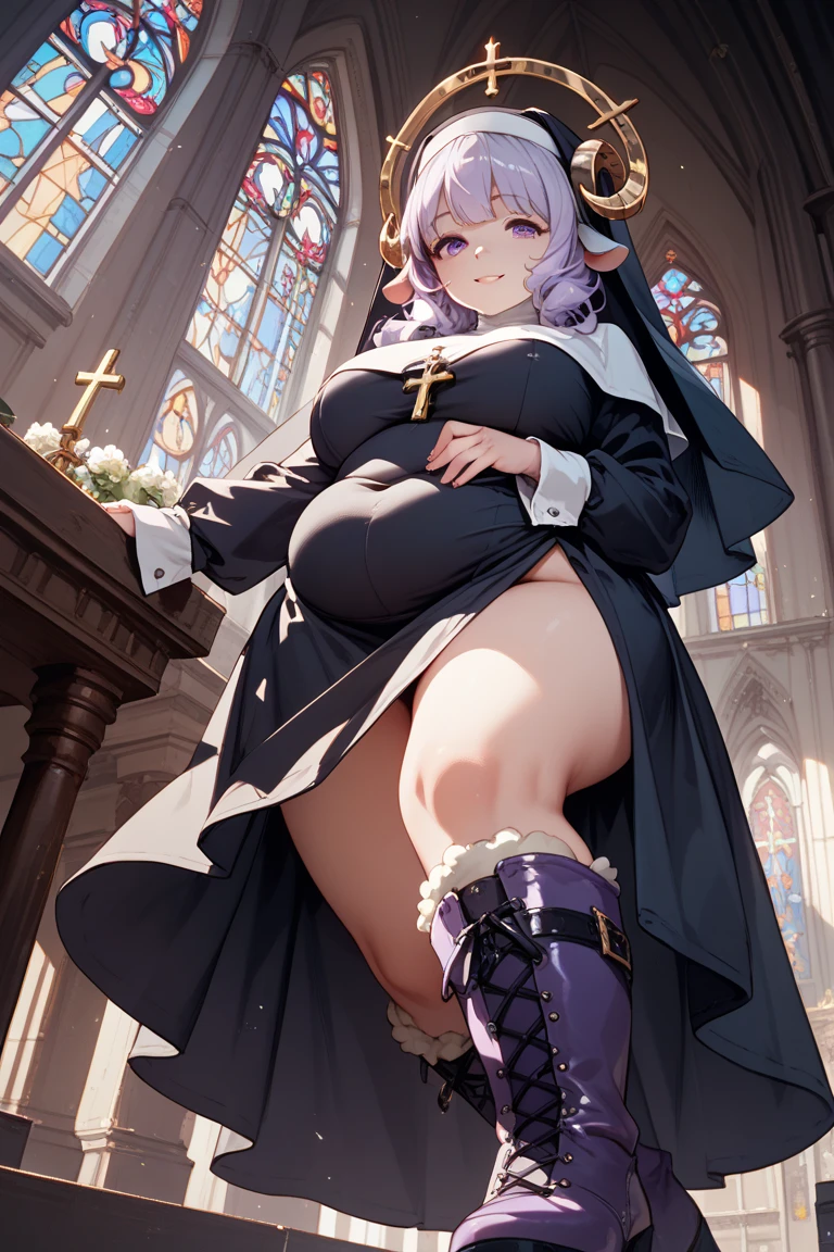 plump,(Masterpiece, best quality, highres:1.4),sagging breasts,milf,(big belly:1.5),brown hair,show off pussy,pussy juice, low ponytail,thick leg,thick arm,(fat girl:1.3), lower cut glasses,creampie,squirt,big breasts,sweaty skin,highheel,(1girl:1.2), white woman, (USSBBW:1.2), (fatblob:1.4),(double chin:1.2),pantyhose,white cassock clothing,church,sacred,up arms,praying,(orgasm:1.4)