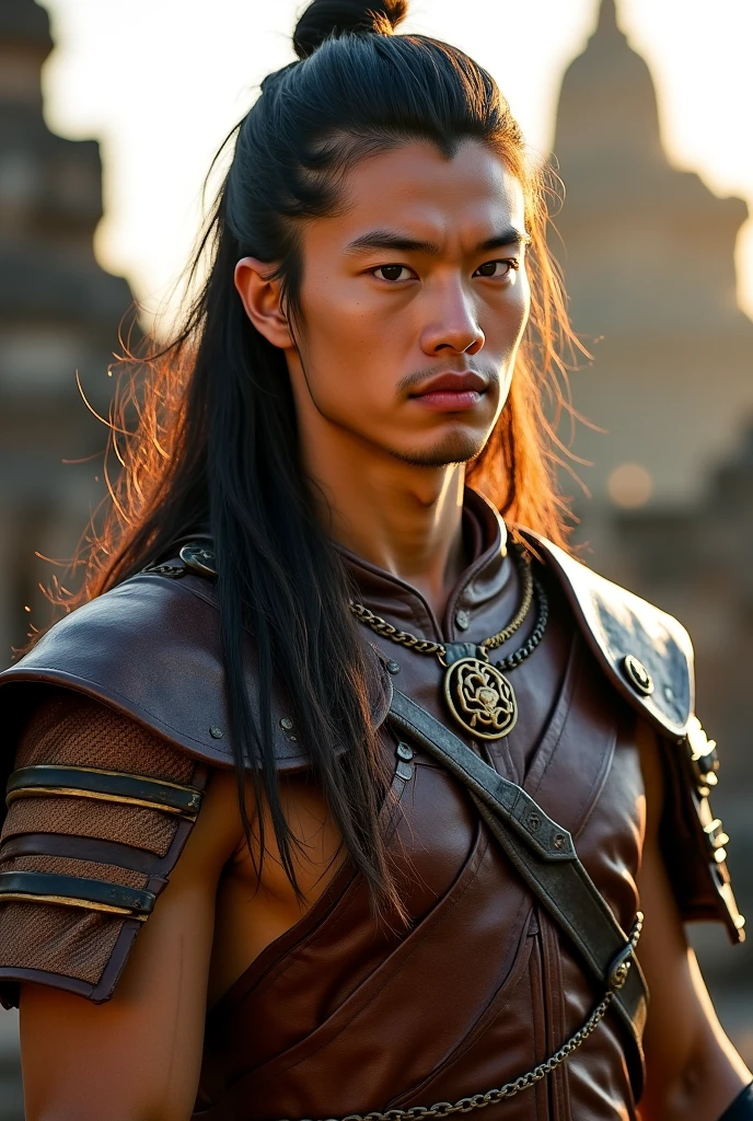 (((mtu))), (((best qualityer))), (((tmasterpiece))), (((AS-Adult))), ((( Japanese ))), Look up from your knees, Handsome Asian samurai,perfect body figure, Modern samurai, ((( Asian))), Wear gloves on your hands,The left arm is made of steel and metal tips,Made of protective devices, The eyes are pulled, (( Appears below the chest )), (( Small dental floss )), Simon Bisley, Almost naked(Simon Bisley)Castle City Wilderness,For high-resolution posters, hair straight, Minimum clothing, armure (Crazy clothes ), Full of tips and rivets, tribal tattoos, (((full bodyesbian))), Straight brunette hair,Colored hair ends