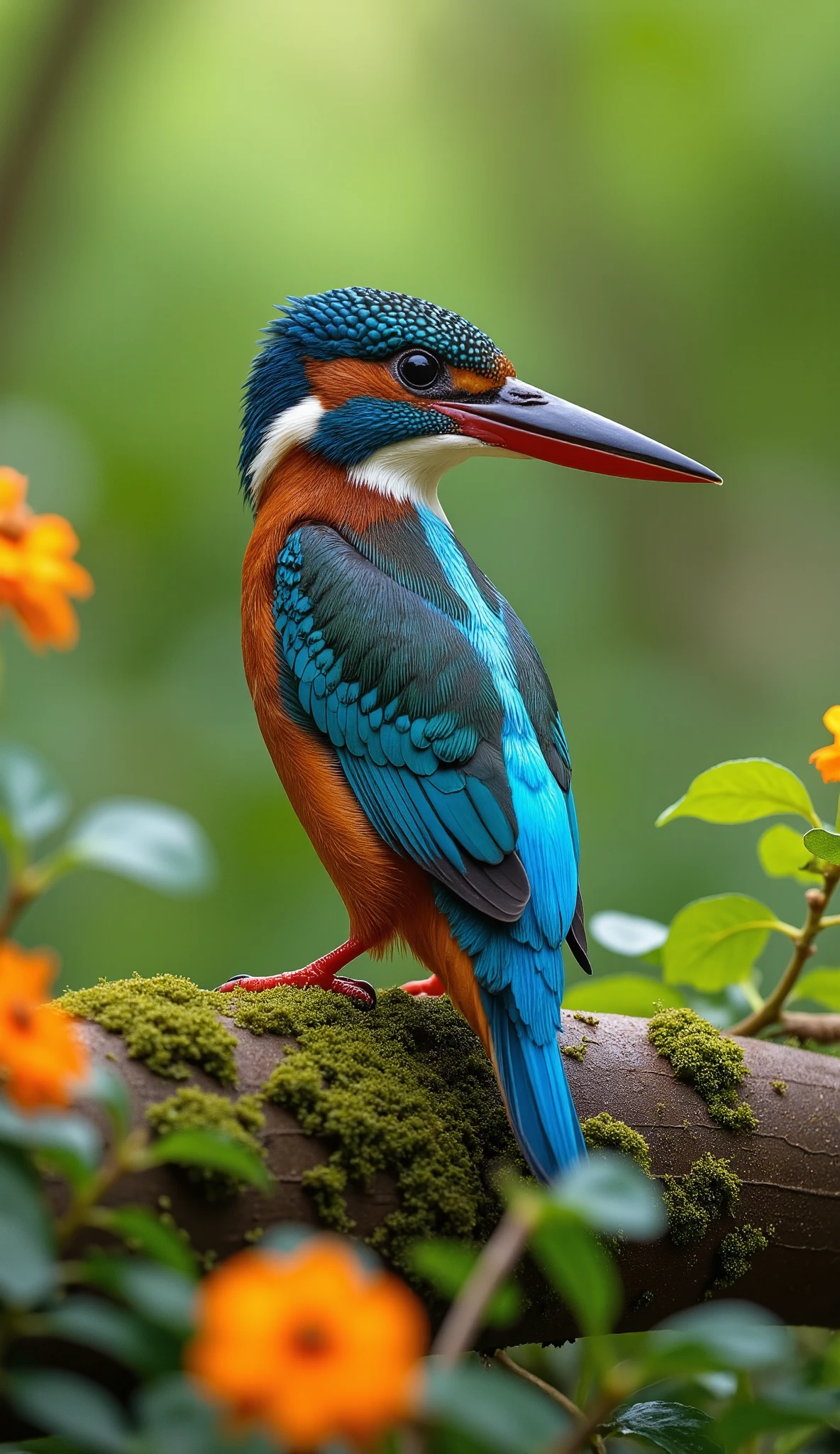 highdefinition images、Image of a kingfisher without a crown、In Uganda, Africa、 Beautiful natural environment in the green grasslands of Queen Elizabeth National ParkNatural environment with lots of trees and flowers(Beautiful coat color of a kingfisher in Uganda, Africa、)A great image focusing on a single animal。
