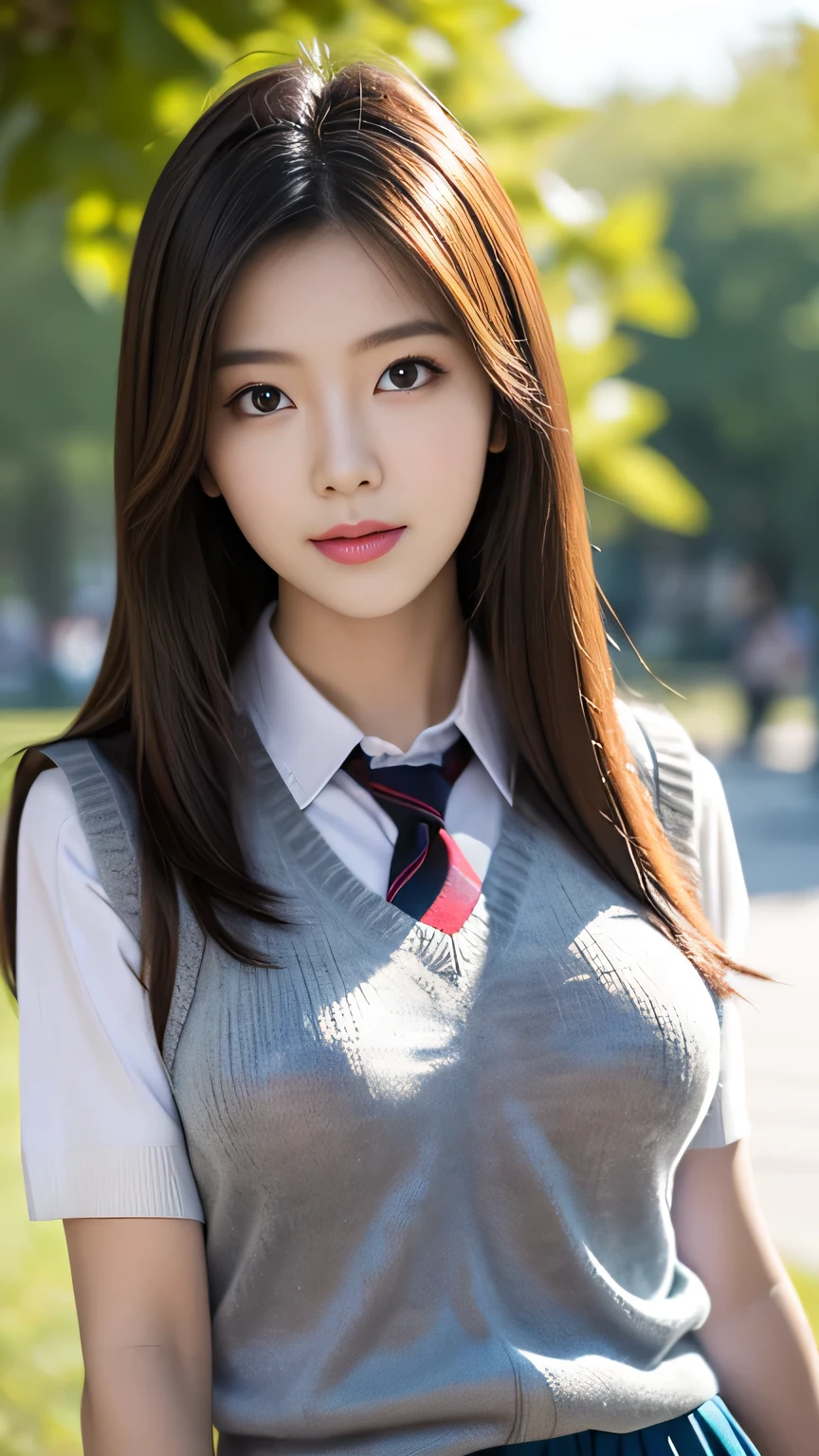 Highest quality、Ultra-high resolution、(Realistic)、18-year-old girl、((((school uniform open))))、((((I can see her nipples)))),Hyper Detail、Super Realistic、(Realistic)、More about beautiful skin、(masterpiece:1.0)、(Highest quality)、(Ultra-high resolution)、8K resolution、Canon EOS R5、135mm、Absurd、Very detailed、Sharp focus、Fine skin、(((Chirarizum、Small breasts)))