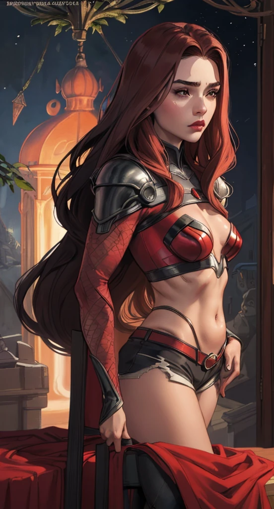 A Spearman Goldfish,  red hair, weapons, fantasy world, perfect body, perfect face, HD