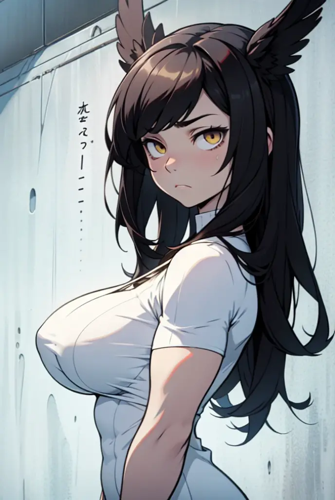 1 girl muscular black hair yellow eyes huge breasts pale skin expressionless sad expressionless sad expressionless sad expressionless sad expressionless sad expressionless sad expressionless sad