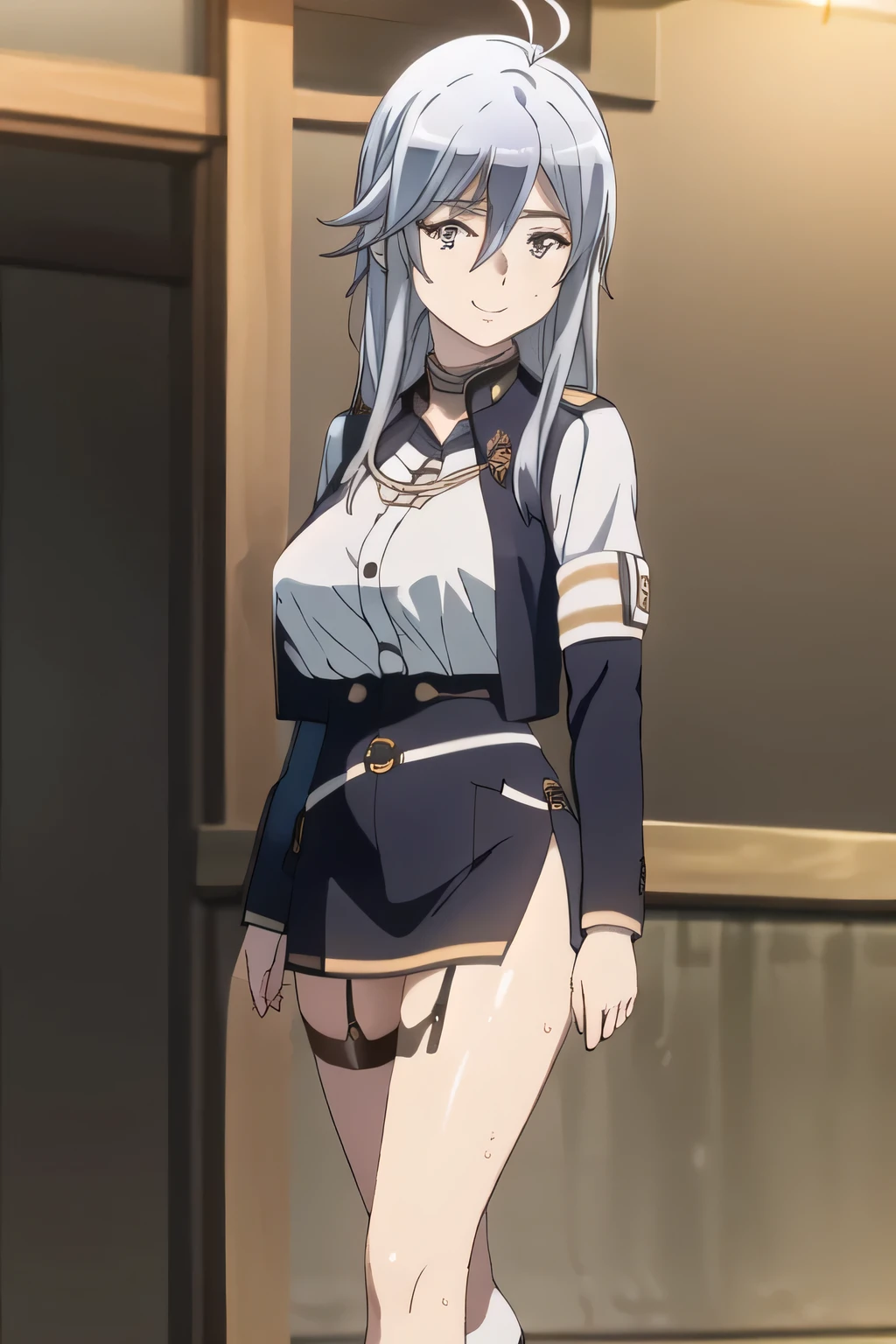 Her nipples are wet and can be seen through,A woman with a very nice smile,can you draw a more delicate facial expression,miniskirt wearing a police uniform,Please draw big breasts and bigger breasts,The face is absolutely necessary,accurate representation of hands and feet,Sleeveless black woolen sweater,Hide your chest with a costume,Wearing long socks with garter belts on both legs,Can you draw a blonde,,Pleated Mini Skirt, beautiful smiling woman ,walking alone, city tour ,,(((, Wearing casual tourist-style clothing))),,(Let's draw a more delicate look),(sleeveless wool sweater),( black leather skirt,Pleated Mini Skirt,white panties),(That work is enough for one person )、 Animated CG