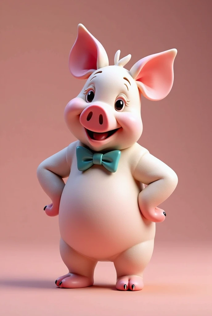 Pig with Piglet, dreamworks cartoon style, white background, happy mood