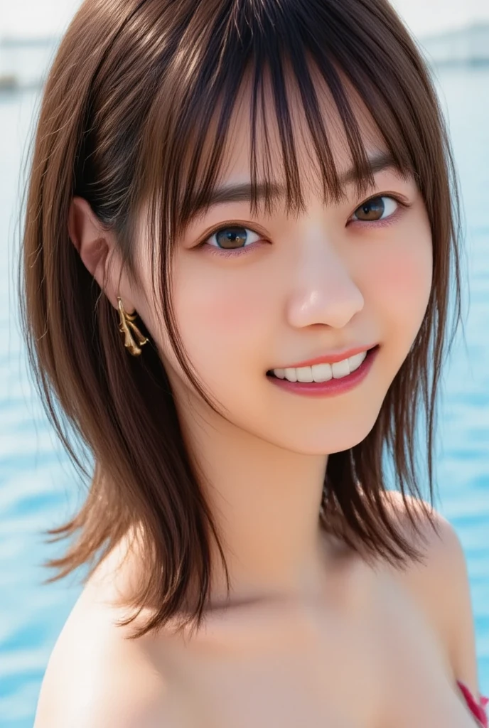 (Highest quality,masterpiece:1.3,Ultra-high resolution),(Very detailed,Caustics,8K),(Realistic:1.4,RAW shooting),(Smiling girls splashing water on each other),Japanese,18-year-old,cute,Black Short Hair,(big ),Bikini Swimwear,(Face Focus),(Face close-up),(Bust up shot),(Low position),(Low Angle),Clear and beautiful sea,Beach,sun,strong sunlight,Lens flare,Natural light,Professional Writing