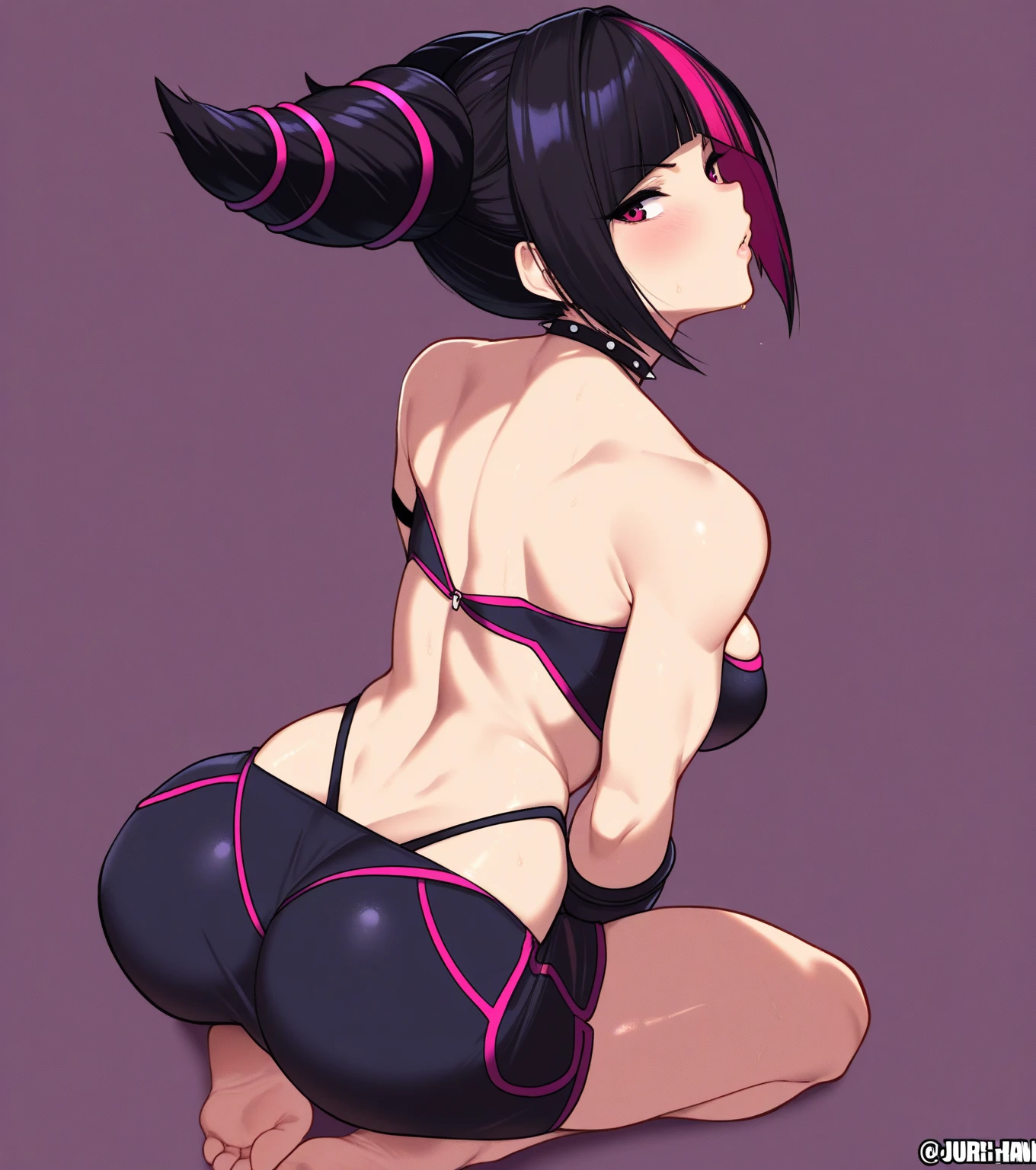 A sexy woman in a spiders nest, muffet, hanging, big-ass