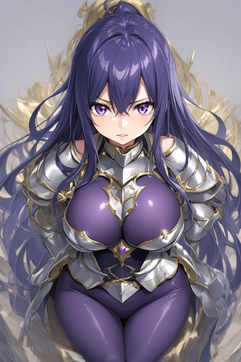 "(masterpiece:1.1), best quality,
1girl, (80s anime style:1.3), (eyelashes:1.5), (:1.2),
(intricate high detailed body:1.2),
(purple hair:1.1), (hair between eyes:1.1), (long hair, drill hair:1.2), (tiara:1.2),
red eyes,
(pale skin:1.3), (curvy body:1.1), (gigantic breasts:1.5),
(happy, smile:1.2), open mouth,
(see-through cloth bikini armor, tattoo:1.2), (mini skirt:1.2),
(knight armor, armored boots:1.2), (belts:1.1), (streaked hair:1.2), gloves,
standing, peace sign,
(upper body, cowboy shot, looking at viewer, from front:1.1),
(simple white background:1.2)"