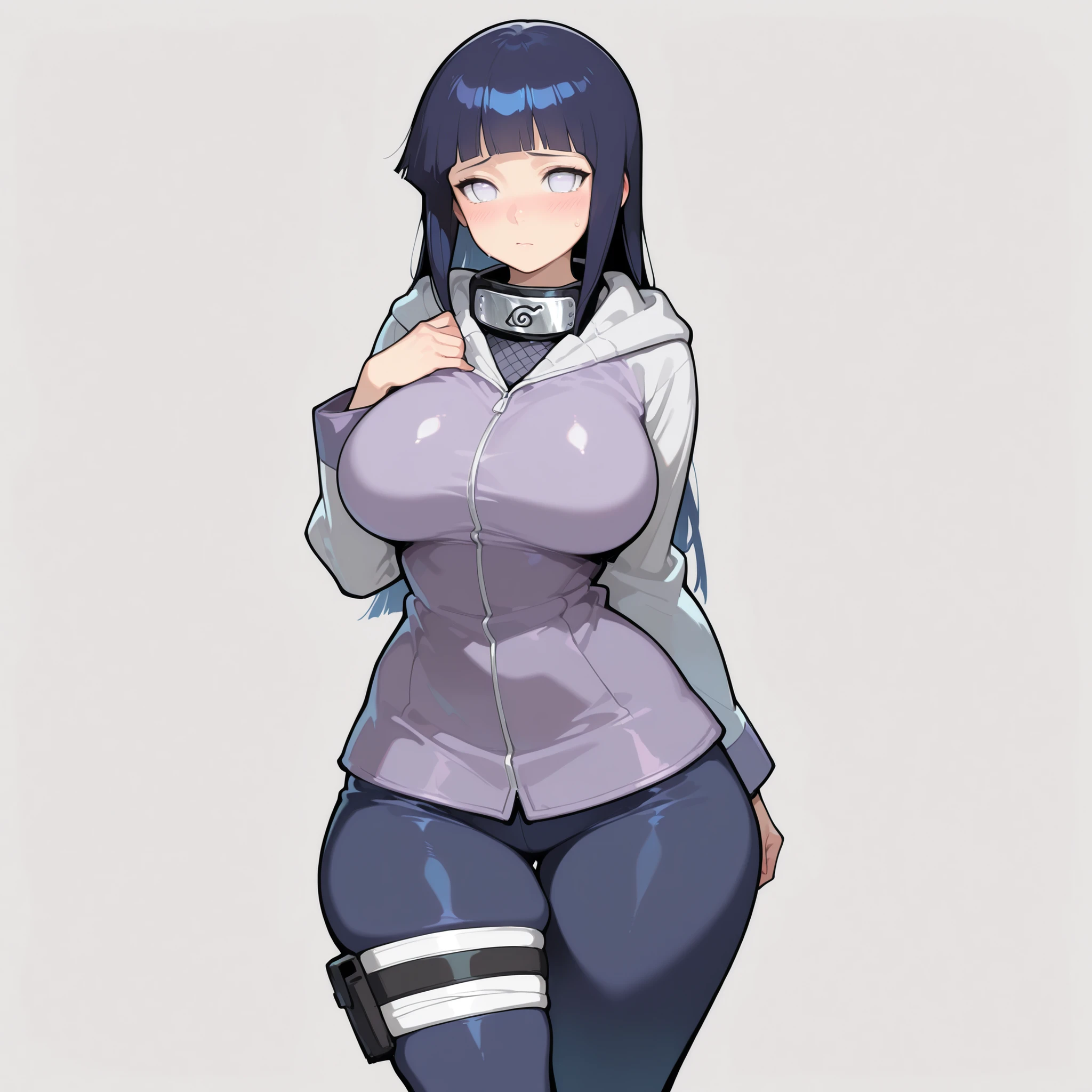 masterpiece, highest quality, 1 person,( Large Breasts,Blue hoodie, Are standing, View Audience,Dolphin Shorts,),Detailed Background、A person who writes in detail、Accurate human body、Knowledgeable person、Five correct answers、Mature Woman,Thighsが太い,cruvy body,Melusine, (Brown eyes:1.5), Long Hair, ((Gray Hair)), Side Lock,Long sleeve、Knee socks、Thighs、白いKnee socks、solo,wedding ring,bang-you