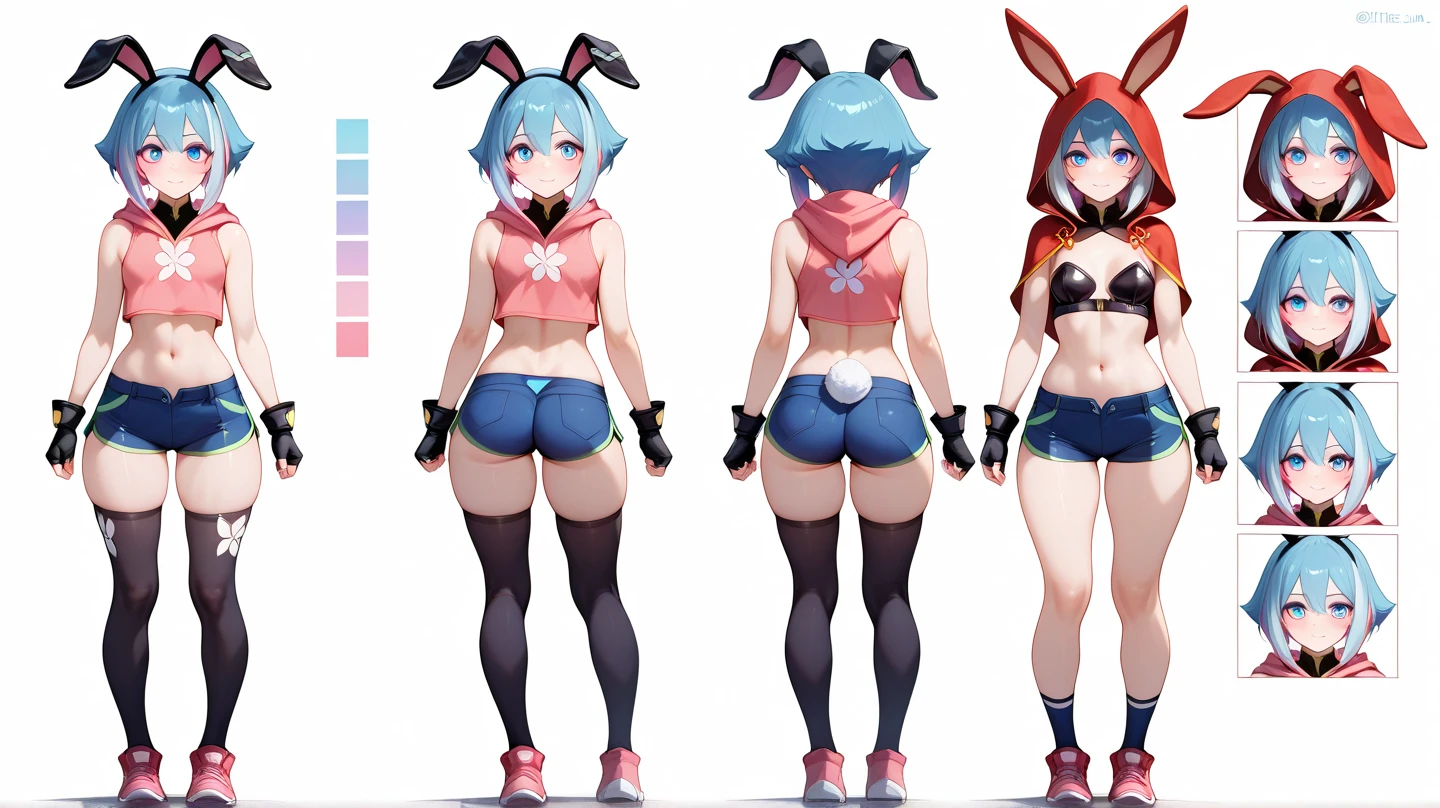 (furry axolotl:1.2+black bolero:purple cropped:0.91+dark shorts:0.91) | (character model:front:1.1+character model:back:1.1)