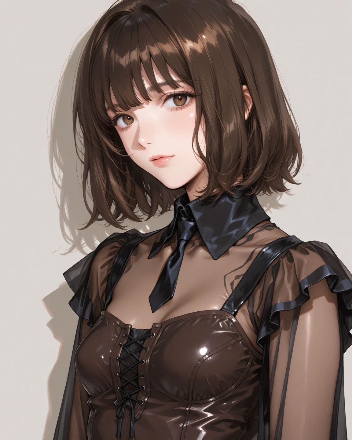 Megumin from konosuba, ahegao, black messy hair, black fine lingerie