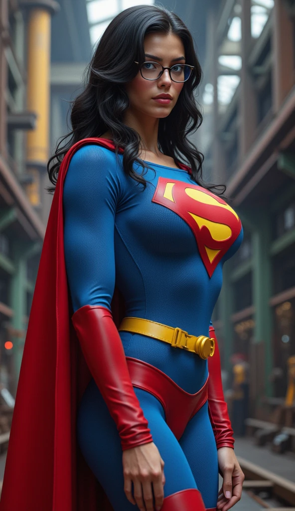 Beautiful 40 years old woman cameltoe with curly hair, attractive eyes, round and firm breasts, small and narrow waist, wide hips, round and firm buttocks, detailed, thick and sexy legs, cameltoe dressed as a supergirl. in a beautiful futuristic cyberpunk city, foggy, humid, masterpiece of photorealism, detailed and of the best quality. 8k, HDR, shallow depth field, wide light, high contrast. Backlight, light flare, chromatic aberration, sharp focus, RAW color photography, all very detailed.