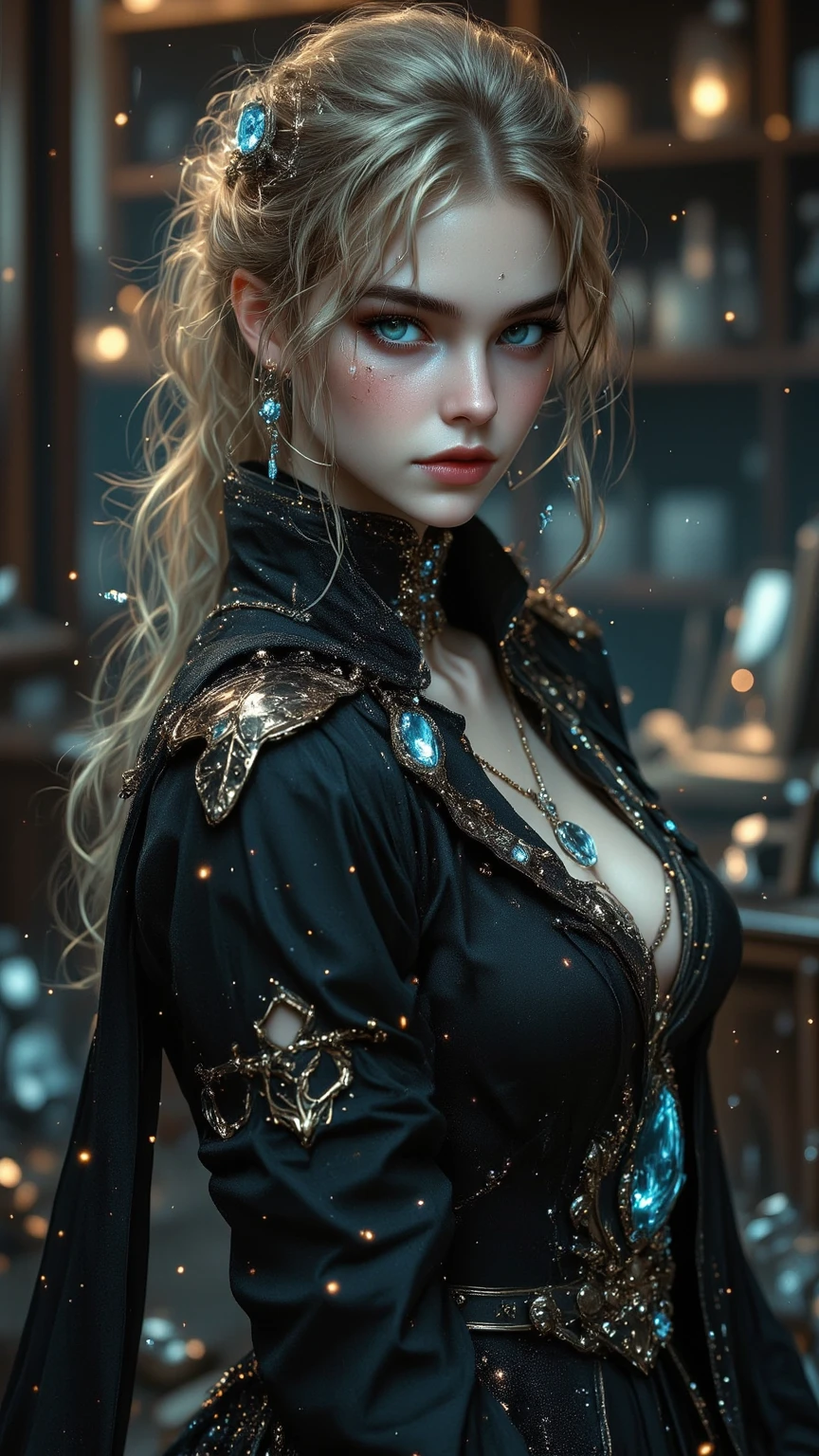 (ultra realistic,32k, masterpiece:1.2),(high detailed skin:1.1),( high quality:1.1),
1girl, pink hair, ponytail hair, bangs,(aqua eyes:0.75),[<lora:glowingveins-nvwls-v1:0.5>glowingveins, red theme, (veins:1.2),:<lora:edgBonesv1:0.5>edgBones, wearing edgBones, skeleton bones, dress with skeletal bones,bones,skulls, (blood, blood splatter:1.2),:25],(looking at viewer, standing, from above:1.1),, (huge breast, large breast:0.9),<lora:add_detail:0.99>,
(golden hour:1.1),  starfall sanctuary, celestial realm, shimmering constellations, ethereal beauty,