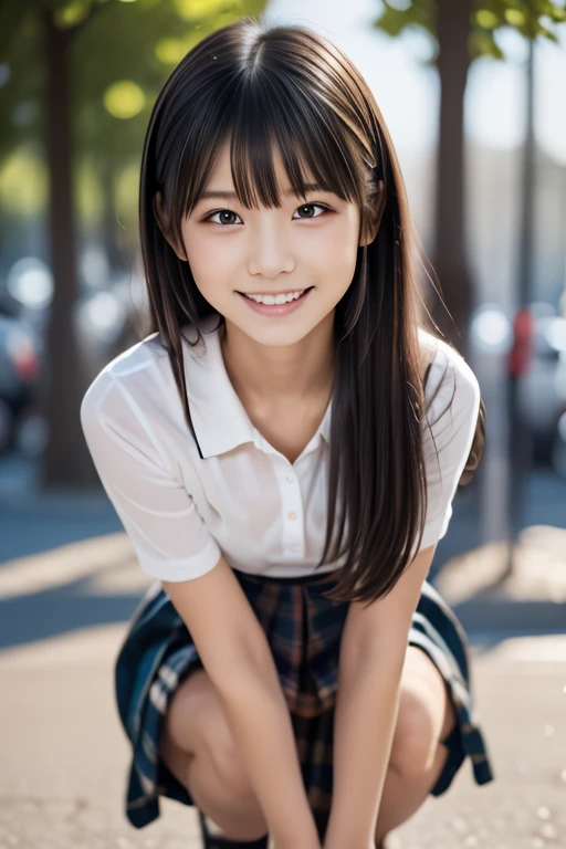 （8K、Raw photography、Highest quality、masterpiece：1.2),(Black Hair、Dark Eyes:1.9),(High school girls、school uniform:1.6)、View your audience,Viewed from the front,White skin,(Sticking out tongue:1.6)、(Tight waist:1.6)、(Clothes that accentuate the shape of the breasts:1.0)、(Big Breasts :1.3)、Slim figure、Ultra-high resolution,beautiful,beautiful fece,(One person、No background:1.9),whole bodyボディー,Japanese women,（reality的：1.37）、Photon Mapping,reality、(Baby-faced and cute: 1.2)、(Cute Smile: 1.8)、(Round face: 1.8)、Radio City、Physically Based Rendering、Depth of field rally background、photograph, (I can see your knees、Thigh close-up:1.8),（:1.3）,whole body、Great quality