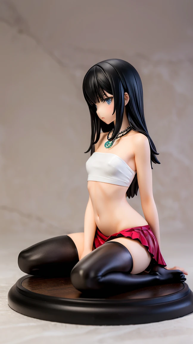 ((masterpiece, Highest_quality)), One Woman、Beautiful mature woman、 (Realistic:1.4), alone, black_hair, length_hair, absolute_ryouiki, Micro Mini Skirt, ((full_body)),White panties、Are standing、Embarrassed expression、absolute領域、Over the knee socks、in the train、See-through tank top、48 years old、Restless、Sweat、Are standing、Perfect limbs、Spread your legs、Plump body