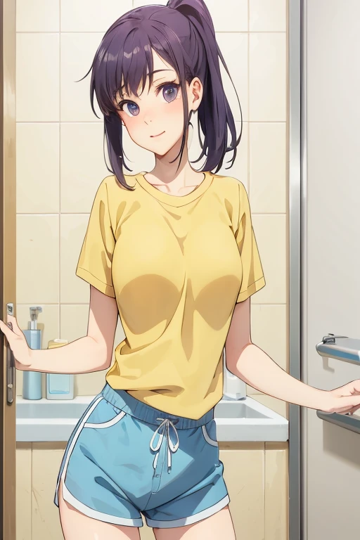 (anime:1.2), (best quality:1.1), (masterpiece:1.1), (absurdres:1.0), portrait,
1girl, kurihara chiyo, bob cut, brown hair, brown eyes, bangs, blunt bangs, medium breasts, blush, smile, happy, cute, midriff, Healthy skin, cum on face, standing .