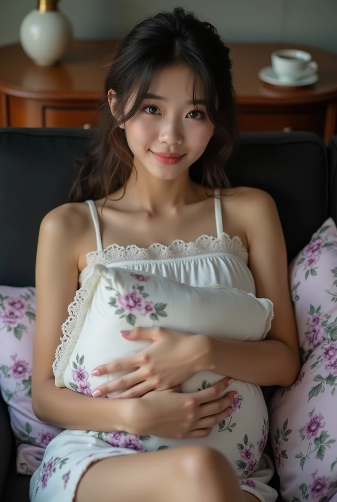 Chinese girl, white skin, shaggy breasts, big breast, detailed fingers and nails, naughty smile, thick body, sexy body, curvy waist, sunny morning, milky white skin, a butterfly tattoo on the shoulder back, a big flower tattoo on the thigh, there is a text tatoo says "Thasya" on the lower arm, sexy transparent dress, lying comfortably, on the spa room, spread the legs, nakeness, full body, beautiful nail arts, thin pubic hair, wide open her legs, holding sex toy, black hair, straight hair, sexy toe, camera from bottom, full body from toe to head,