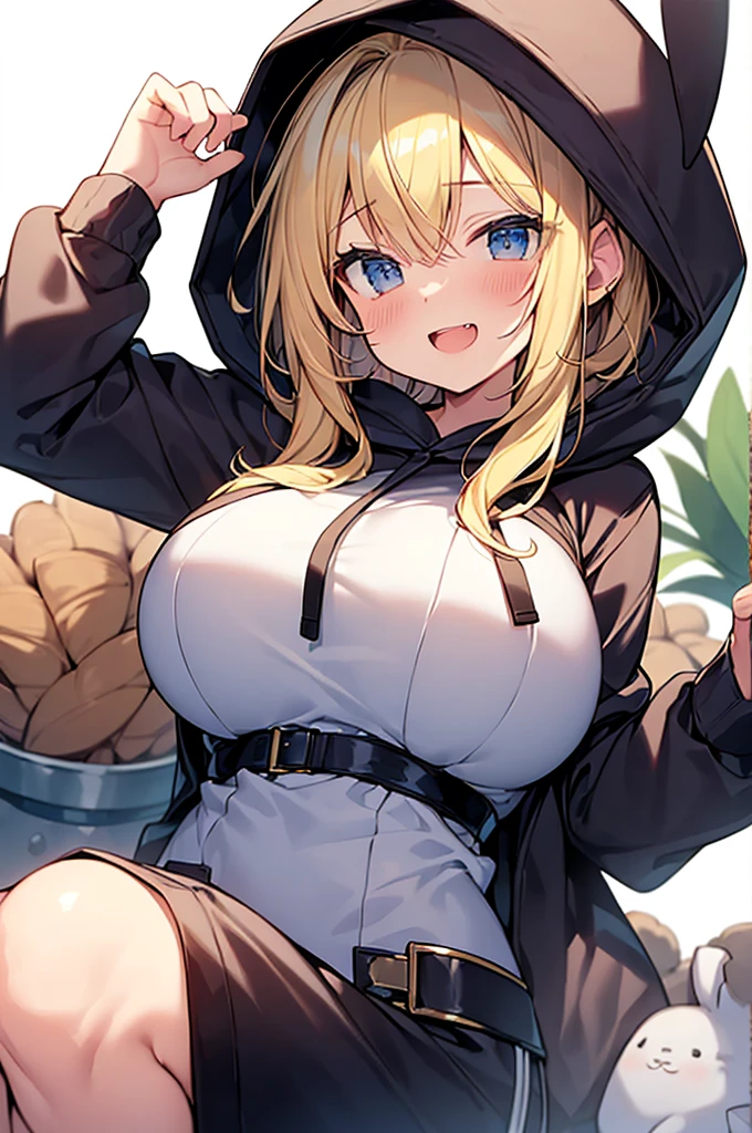 Tanned raccoon girl, wide hips, huge , thick thighs, bimbo, cowgirl outfit, shorts, tied up long sleeved top, blonde long hair, blue eye, walking in a field, smiling, suggestive look, brushing, sexy pose, submissive, wet clothes, cleaning a car