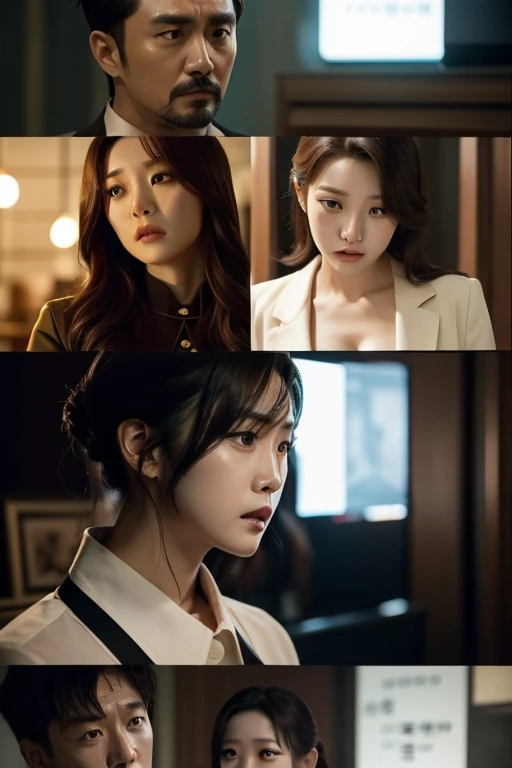 ban nsfw,original photo,depth of field,dramatic,(Real movie stills:1.3),(best quality, high resolution:1.2), Super detailed details, (actual、lifelike、Realism:1.3), Inspired by the 007 movie,full body portrait,A beautiful and handsome couple,((Woman kneeling at the man's feet)), The woman's hair is very messy,sophisticated evening gown,The atmosphere of the battle, Threatening atmosphere, close up, Perfect body,性感的long legs,long legs,Highly detailed facial details, real background,Stills from the real 007 movie,Movie plot,The man stands next to the woman,Man grabbing woman's head,(sharp focus:1.2), Very detailed, (lifelike:1.4), (The original image, 8K high resolution:1.2), RAW candid movies, 16 mm, Color graded Portra 400 film, Surreal, subsurface scattering, Ray tracing, (Volumetric lighting),((Behind the woman stood two men in suits))