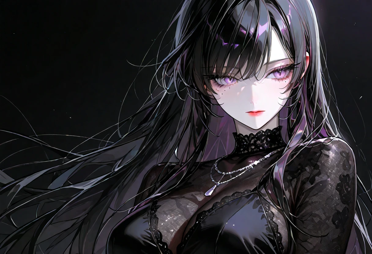  language, saliva on tongue, (Moonlight night), sex, hentai, , A vampire, Dark Gothic, black, (black hair), asymmetrical bangs, Blunt bangs, straight hair, Long sideburns, Devil girl, Eyes purple, tooth, Orgasm, the power of darkness, cowboy shot,