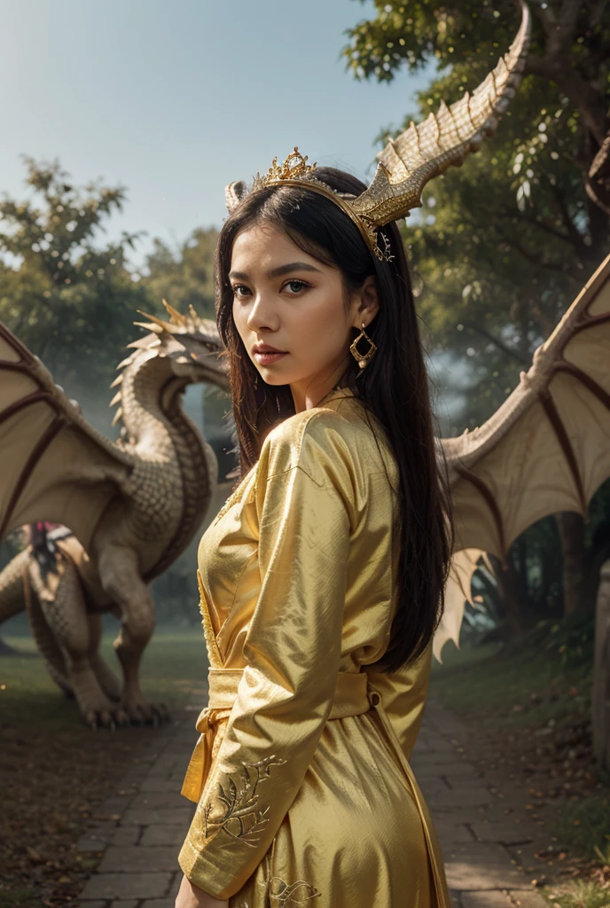 Mouth-to-mouth breathing of a princess and a dragon