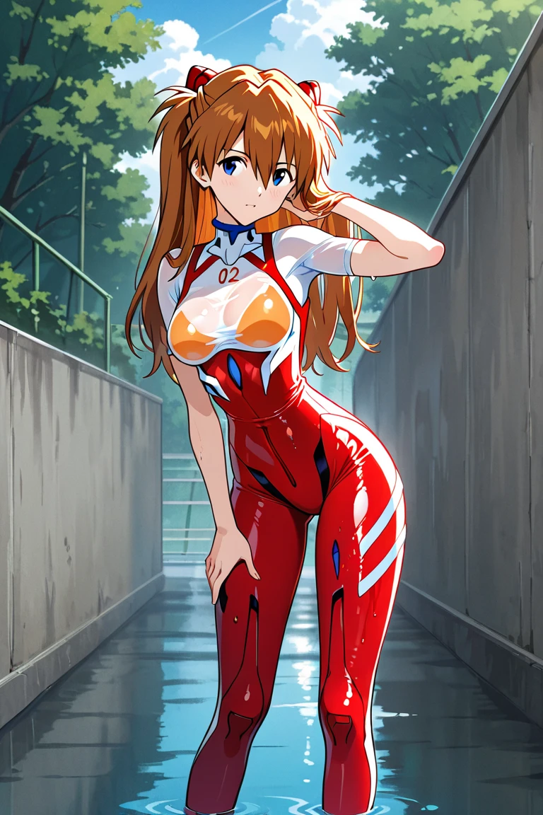 (( Highest quality, High resolution, Hmph, Pixel perfect, 4K, Hmph, Hmph))), 1 girl, single, alone, Beautiful woman、I could see the whole body、 ((Mid-wave hair, bangs, Redhead、Yellow headband、)), ((Brown eyes, Beautiful eyelashes, Realistic eyes)), ((Detailed face, blush:1.2)), ((Smooth texture:0.75, Realistic texture:0.65, Realistic:1.1, Anime CG style)),Embarrassed face、 Big Breasts,(Pink Ranger), (alone) (Magenta zippered jumpsuit), (Minkit), Pink Darth, Under the belt, White gloves with pink diamond design, (White boots with pink diamond design), (18-year-old), Smiling at the audience,(Sunny Tokyo background:1.2), Colorful, thin waist and thick hips, Wear tight-fitting clothing, Fits your beautiful body, White skin, , Big Breastsが垂れる, Crazy Expansion, Larger than the shoulder blade, Hourglass illustration, The pelvis is Larger than the shoulder blades, thick, Fitness Model, Red cheeks, take a breath, Sweaty, Soaking wet, Crying face、Fully open zipper