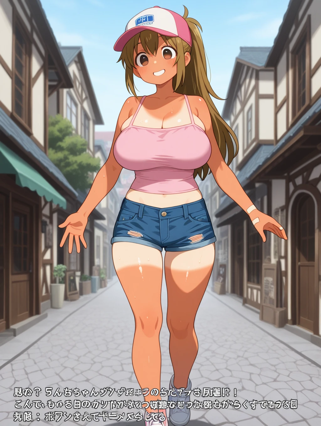 attractive korean woman, ripped muscle, muscular body, small breast, pale skin, smile(blush), nude, necklace, sixpack abs, [ultra detailed skin:1.2], brown hair, wavy hair, 8k uhd, pussy, full body, crowd, public, night, standing, pubic hair,