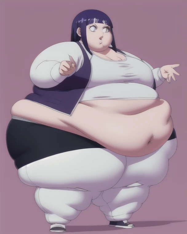 Fat, bbw, big belly, fat belly, nerdy girl, small shorts, Black shirt, long hair,