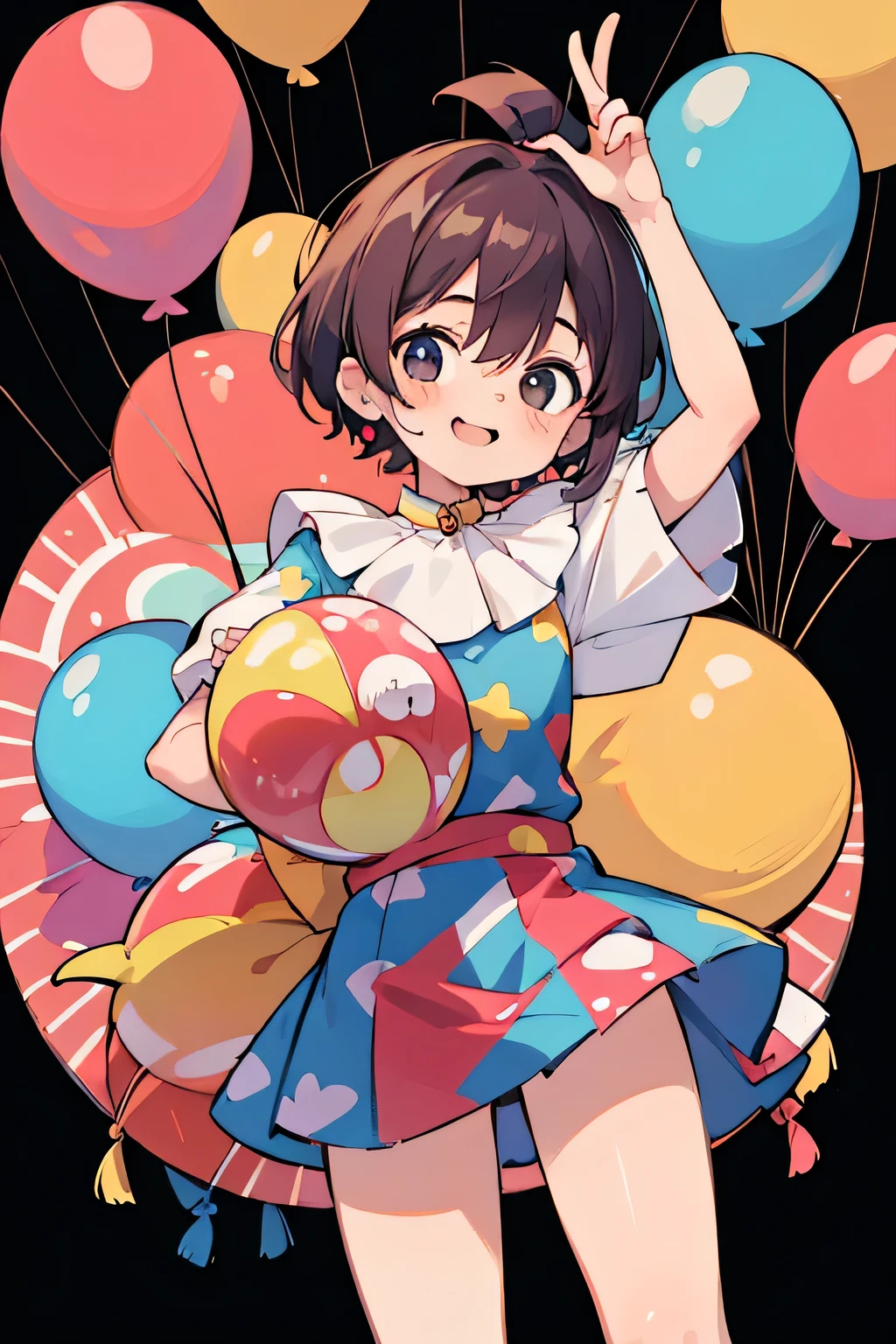 Please draw what you like.8k,balloon🎈,circus,masterpiece,8k,best-quality,pierrot,colorful,Jester's Sonnet,laugh for me,For You,laugh for me,for you,Because at what time will the day come when we can really laugh and talk,clown, CIRCUS,HD, sci-fi, 