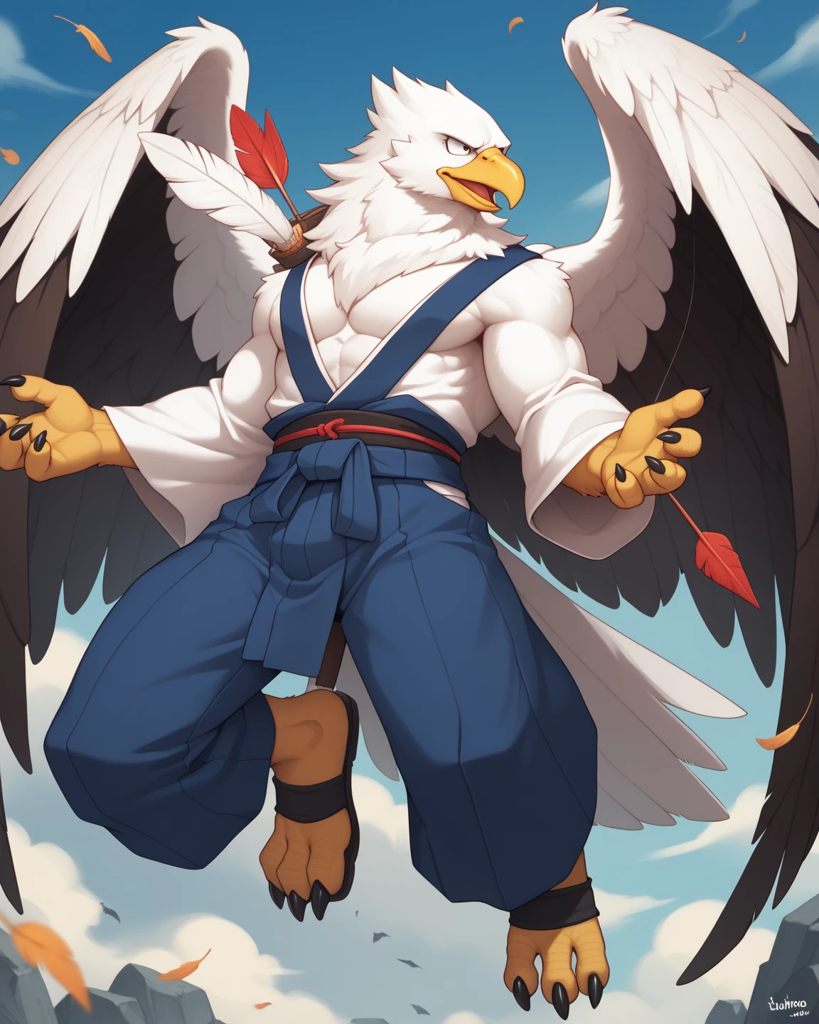 a red white and blue eagle sitting on its hind legs, mink fur, a raccoon wearing formal clothes, power pose, powerful radiant confident solar flares, powerful stance, badass pose, tribal cherokee pride, stripes of color, outdoors by the campfire <hypernet:freepoke:1>