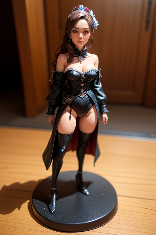 Una figura anime de pvc posando con un traje blanco y negro con medias de red, cruel japanese gothic girl , photograph of a woman in technological clothing, wearing atsuko kudo latex suit, mechanic punk outfit, with black latex suit, wearing techwear and armor, traje estilo figura pvc resina, white blouse and gothic boots, traje ciberpunk, ella lleva ropa de calle, Wear Japanese technical clothing., figura anime pvc de alta calidad y detalle, rostro perfecto